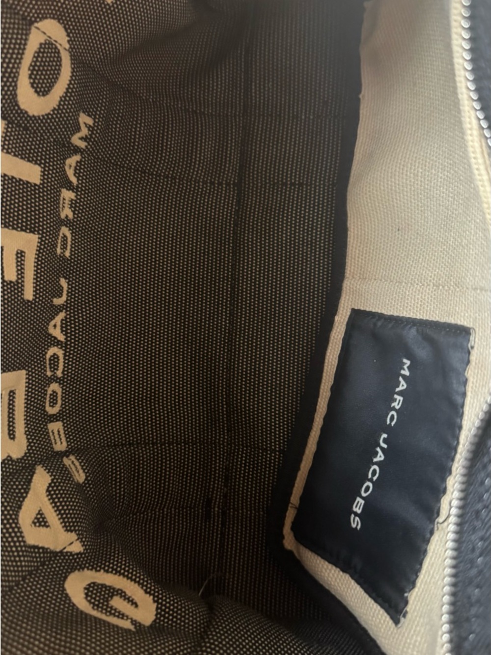 Marc Jacobs Cream Canvas 'The Tote Bag' with Black Logo - Picture 6 of 13